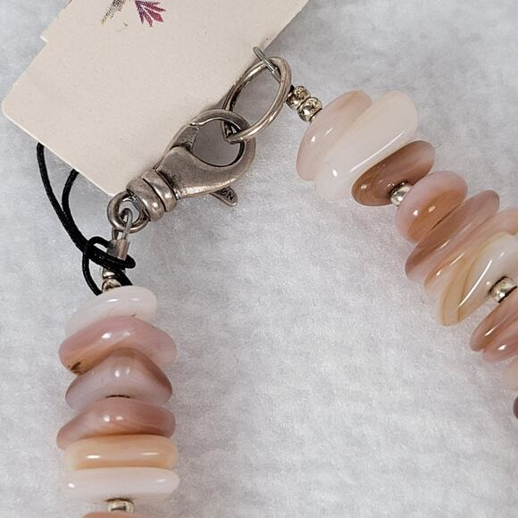 Peyote Bird Womens Necklace 9.5" Pink Opal Shell Silver Beads Art Hawaiian Love - Picture 4 of 5